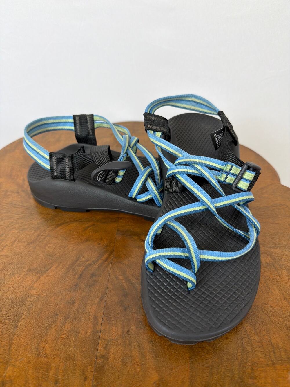 Chaco Blue Yellow Strap Buckle Outdoor Sandals Size 8